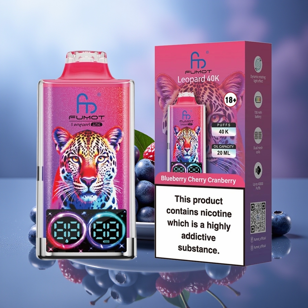 Fumot Leopard 40000 Puffs Arándano Cereza Mora 5% Nicotine 700mAh Dual Mesh