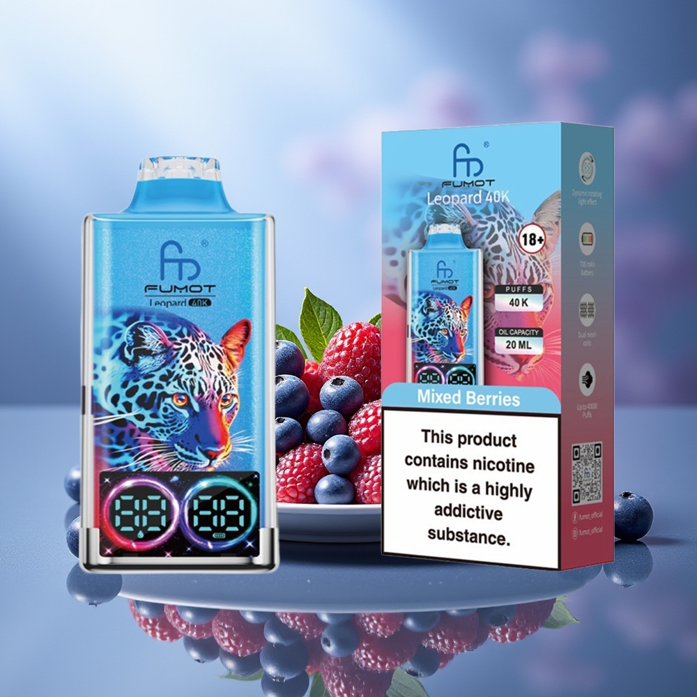 Fumot Leopard 40000 Puffs Bayas Mixtas 0% Nic Dual Mesh Digital Tube
