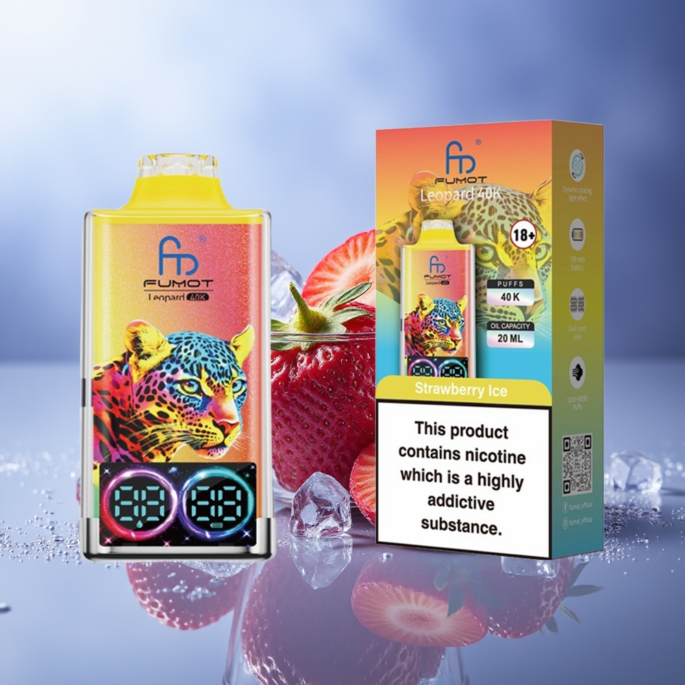 Fumot Leopard 40000 Puffs Fresa Hielo 0% Nicotina 700mAh Dual Mesh