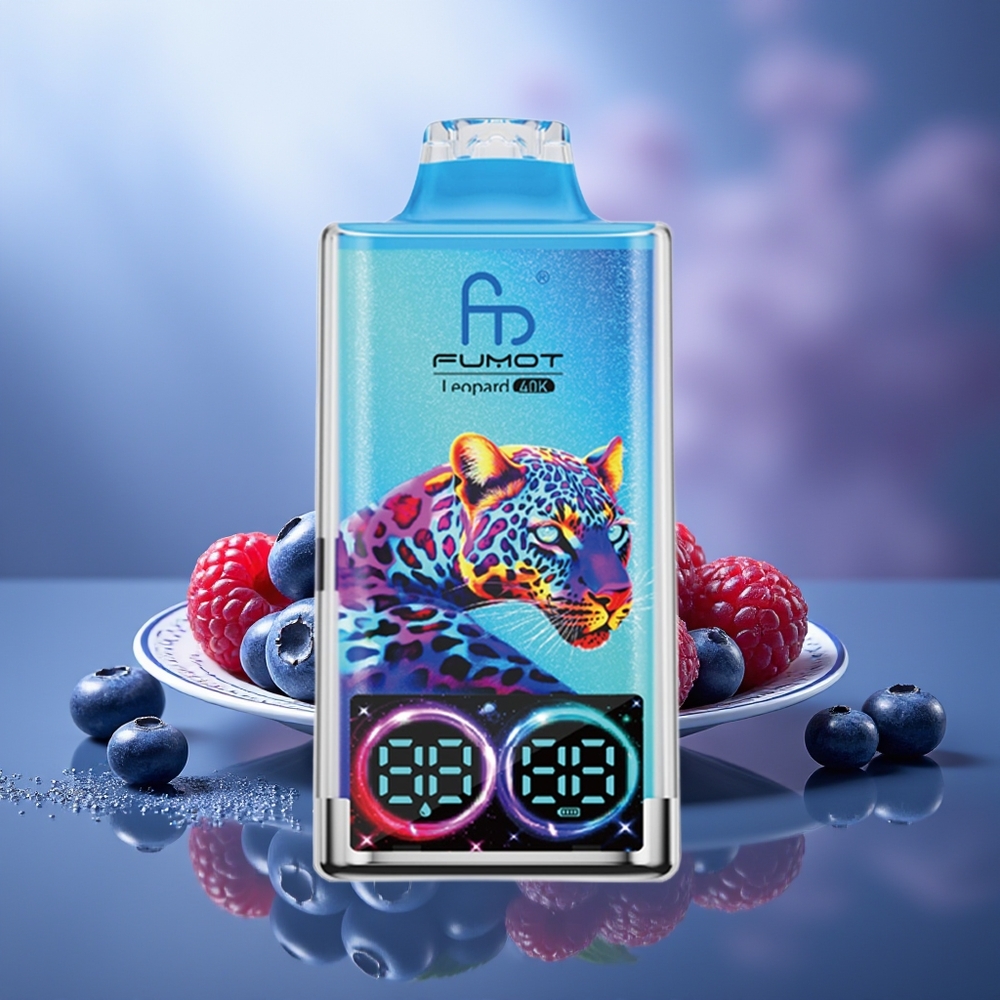 Fumot Leopard 40000 Puffs Vape Arándano Frambuesa Dual Mesh 5% Nicotine 700mAh Type-C