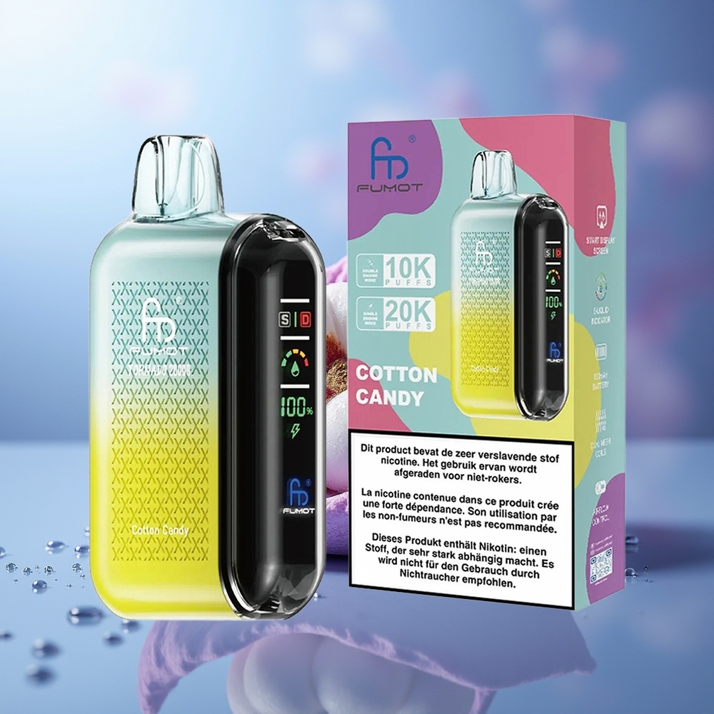 Fumot Tornado 20000 Puffs Algodón de Azúcar Dual Mesh Coil 850mAh Smart Display