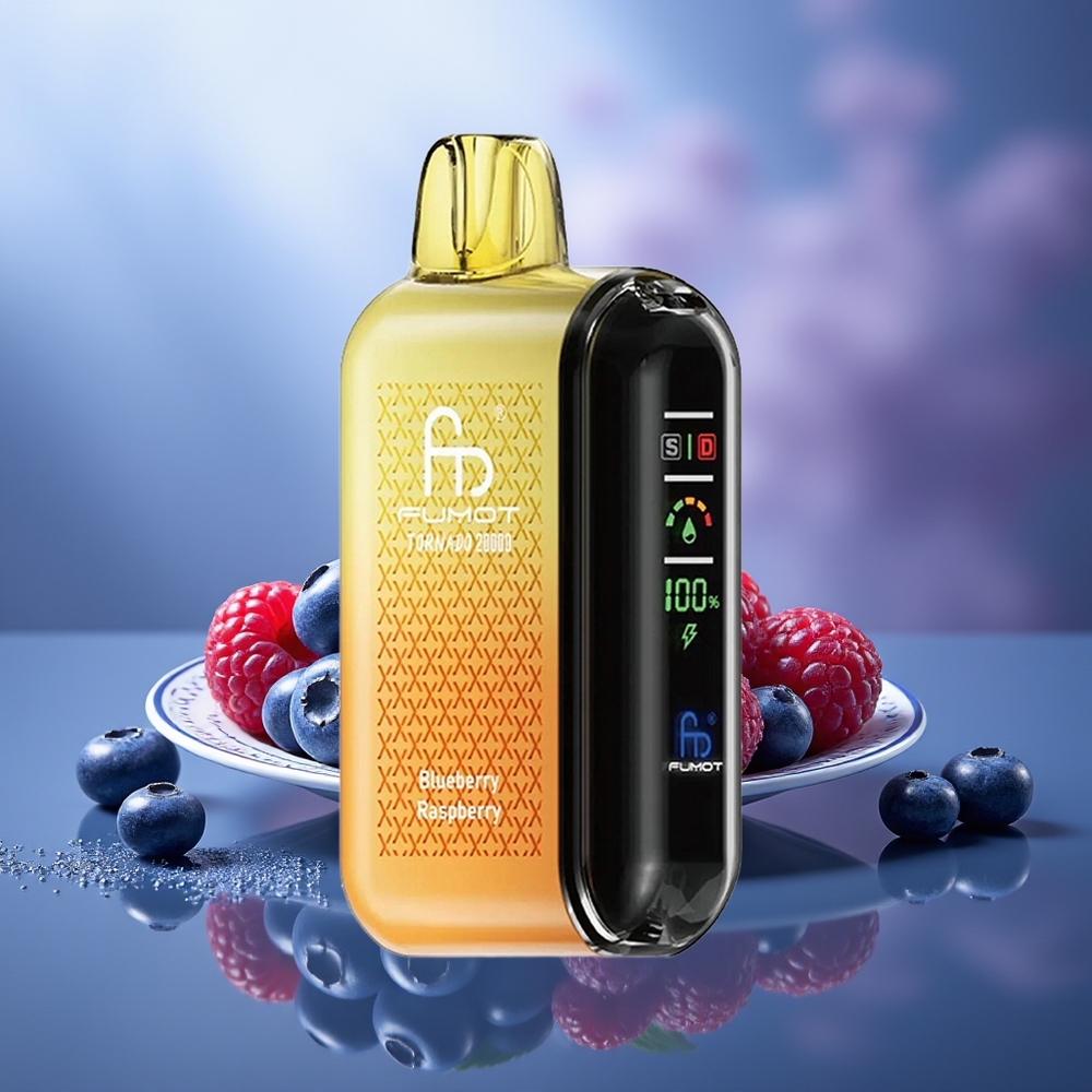 Fumot Tornado 20000 Puffs Arándano Frambuesa Dual Mesh Coil Smart Display Airflow Control