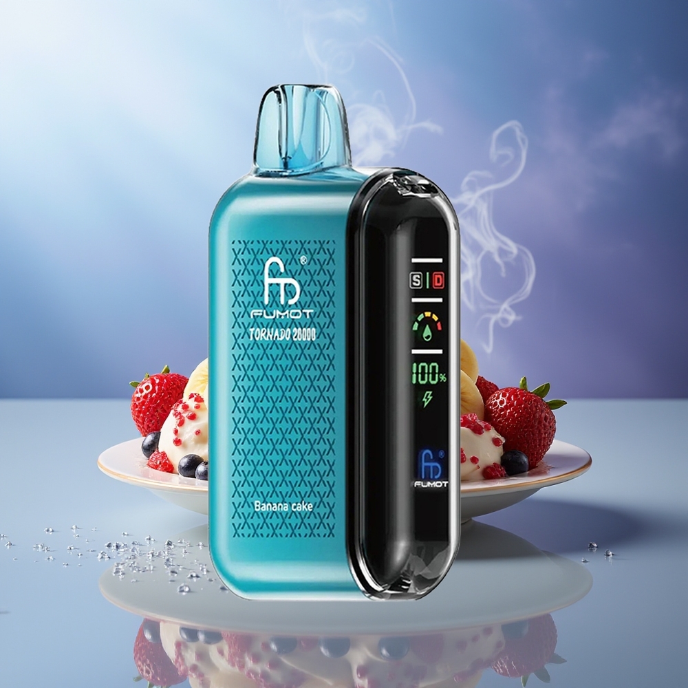 Fumot Tornado 20000 Puffs Banana Cake Dual Mesh Coil 20ml Smart Display