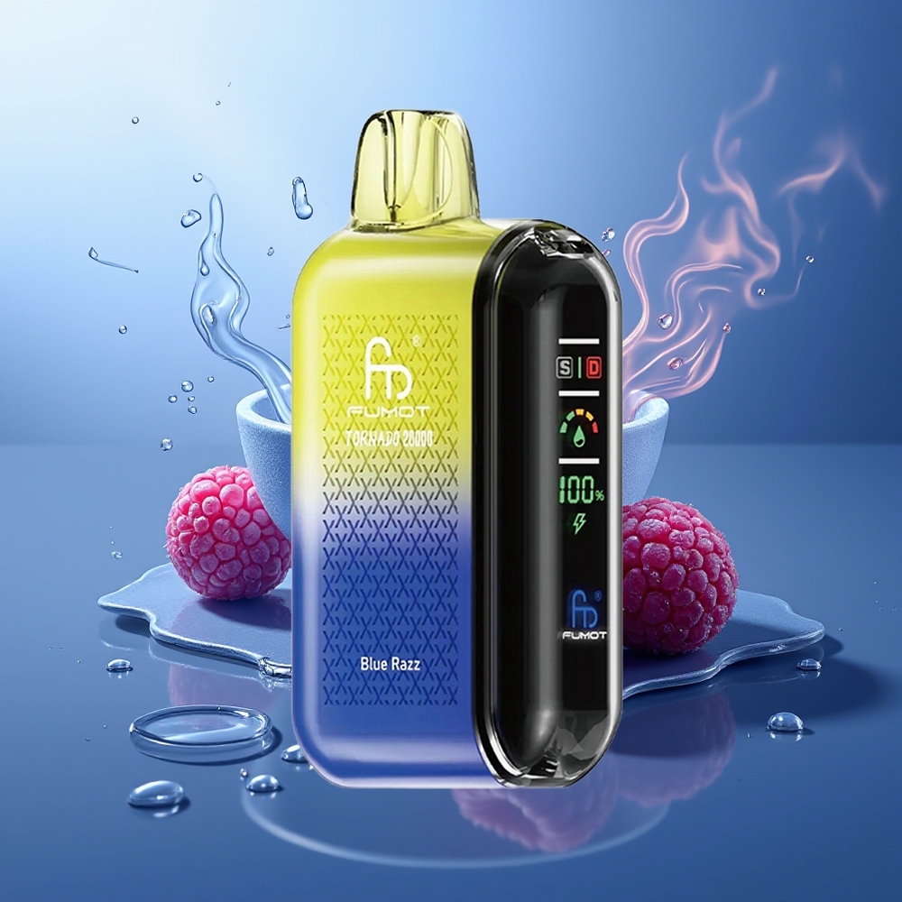 Fumot Tornado 20000 Puffs Blue Razz Dual Mesh 20ml Smart Display