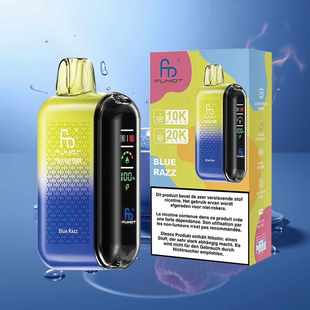 Fumot Tornado 20000 Puffs Blue Razz Dual Mesh 20ml Smart Display