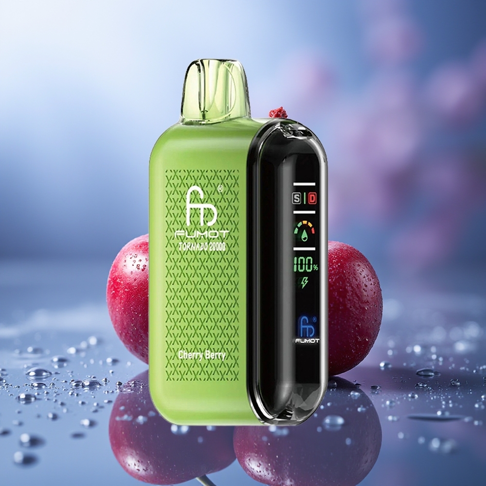 Fumot Tornado 20000 Puffs Cereza Baya Dual Mesh Coil 20ml E-liquid 850mAh Batería Recargable