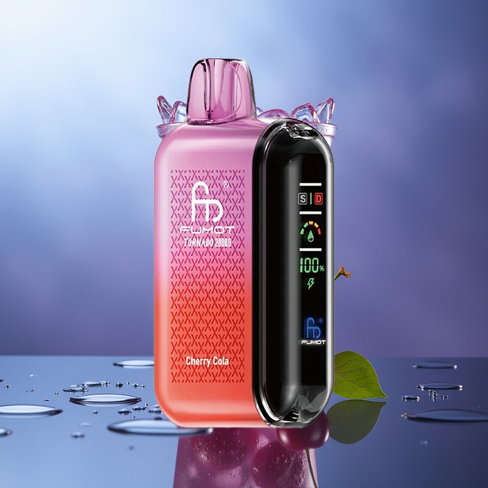 Fumot Tornado 20000 Puffs Cereza Cola Dual Mesh Coil Pantalla Inteligente Control de Flujo de Aire