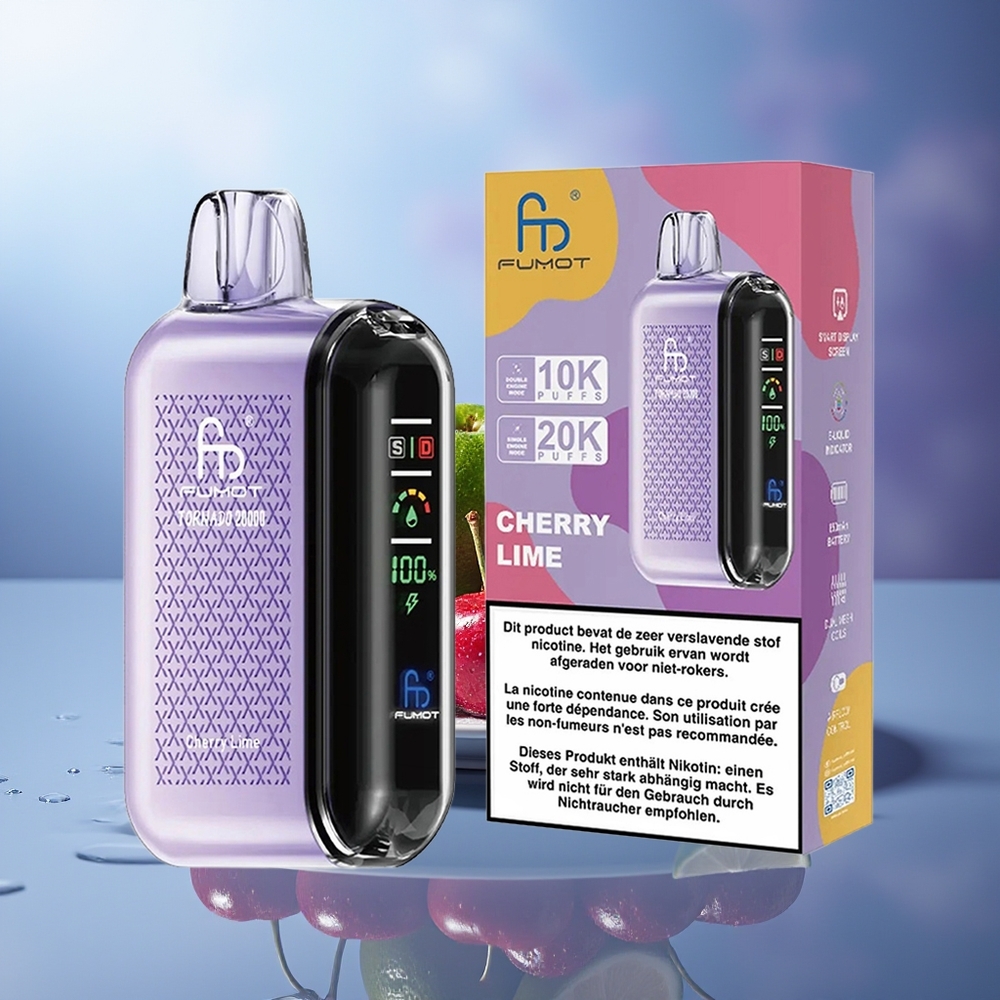 Fumot Tornado 20000 Puffs Cereza Lima Dual Mesh Coil 20ml 850mAh