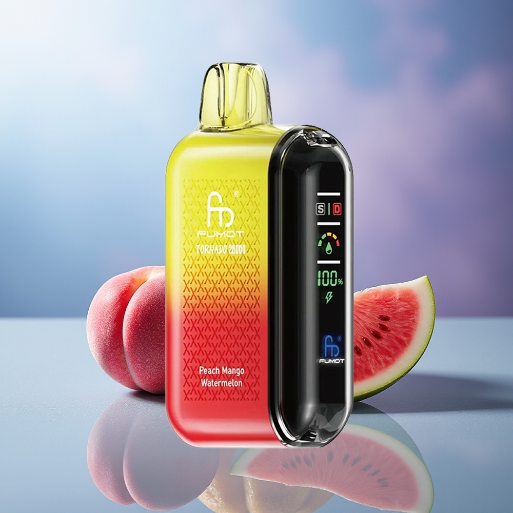 Fumot Tornado 20000 Puffs Durazno Mango Sandía Dual Mesh Coil 20ml E-liquid 850mAh Batería Recargable