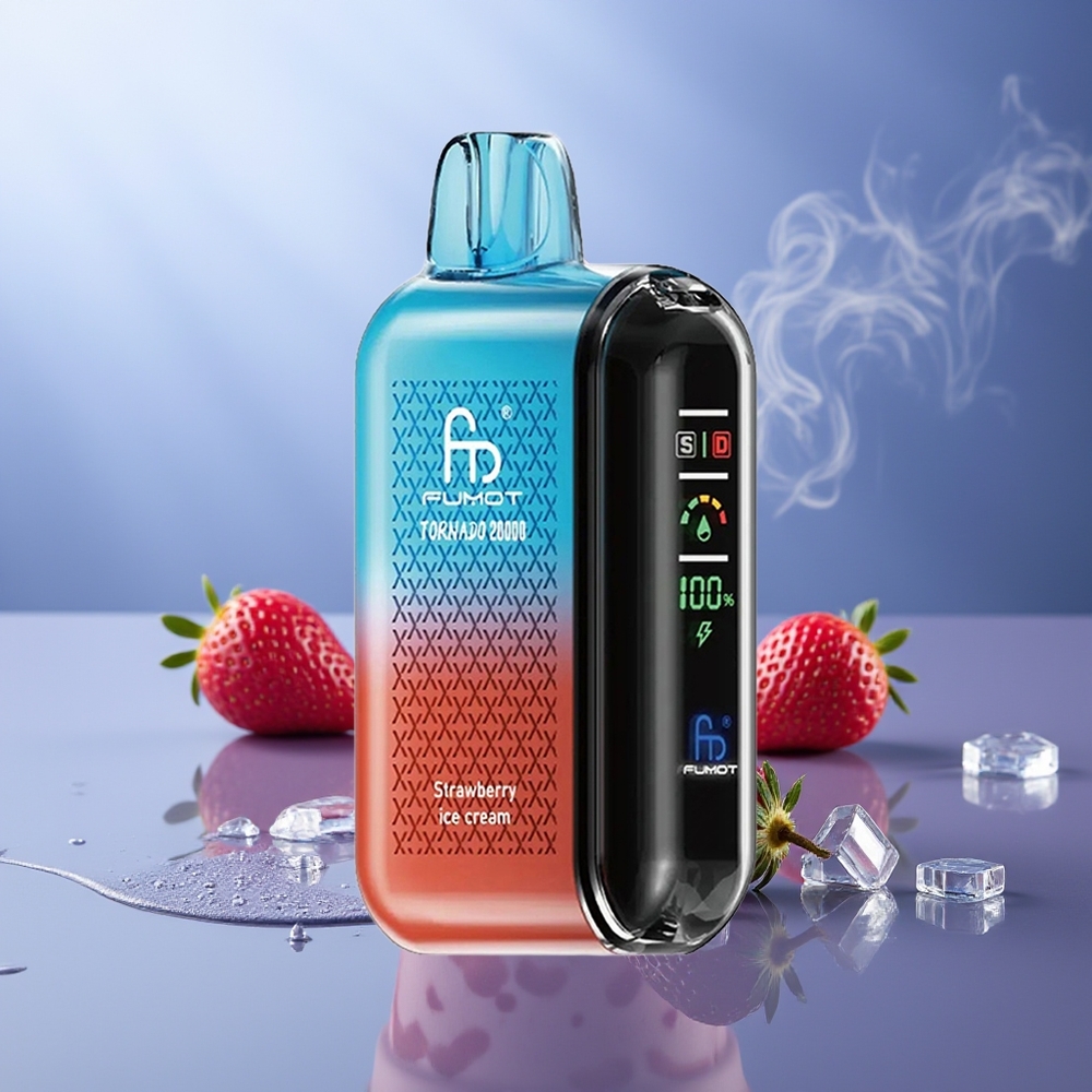 Fumot Tornado 20000 Puffs Fresa Helado Dual Mesh Coil 20ml Smart Display