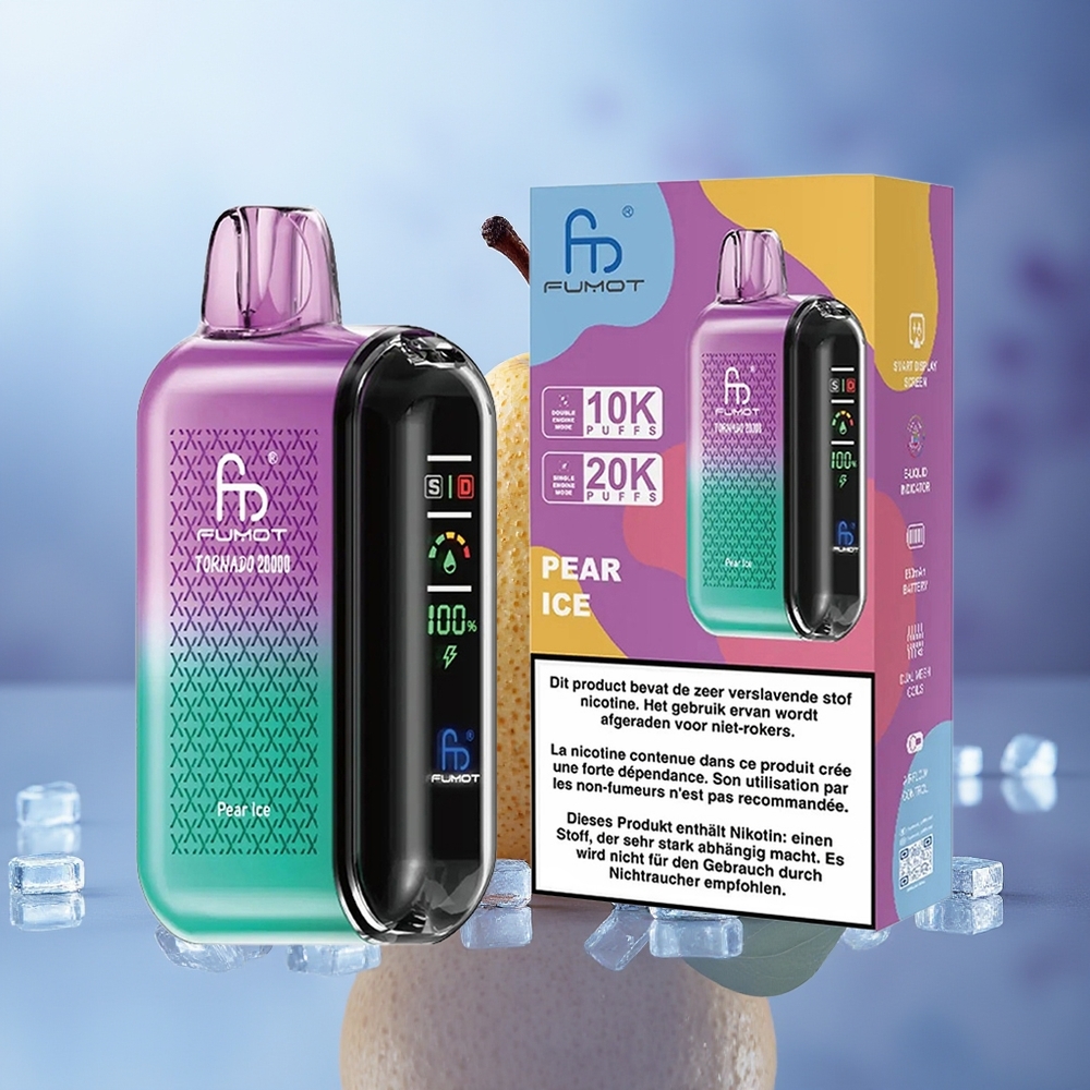 Fumot Tornado 20000 Puffs Pera Hielo Dual Mesh Coil Smart Display Airflow Control