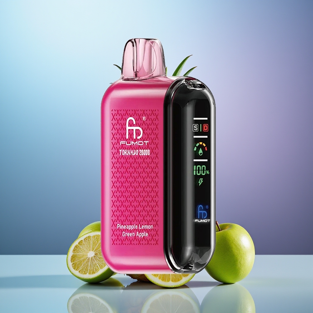 Fumot Tornado 20000 Puffs Piña Limón Manzana Verde Dual Mesh Coil 20ml E-liquid 850mAh Batería