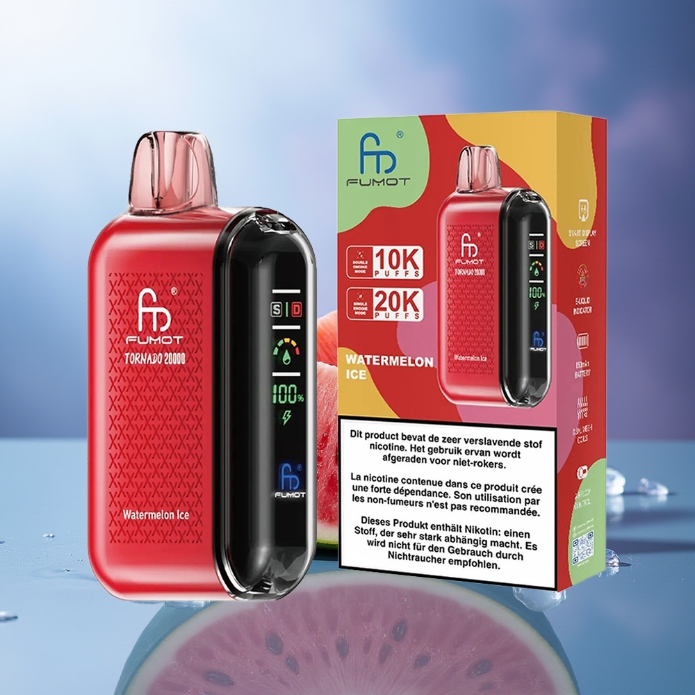 Fumot Tornado 20000 Puffs Sandía Helada Dual Mesh Coil 20ml 850mAh