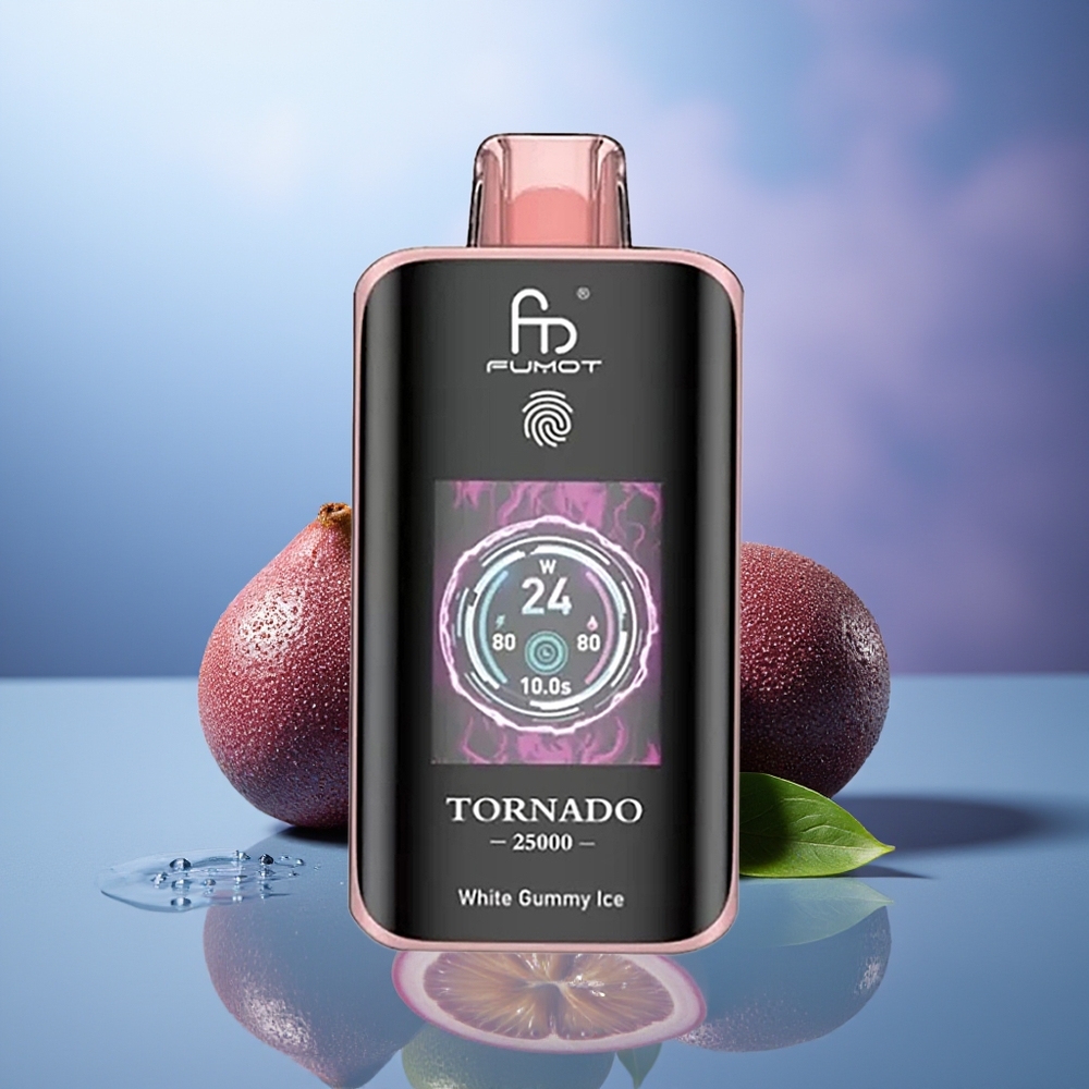 Fumot Tornado 25000 Bocados Kiwi Maracuyá Guayaba Pantalla HD Batería Recargable 700mAh Tipo-C
