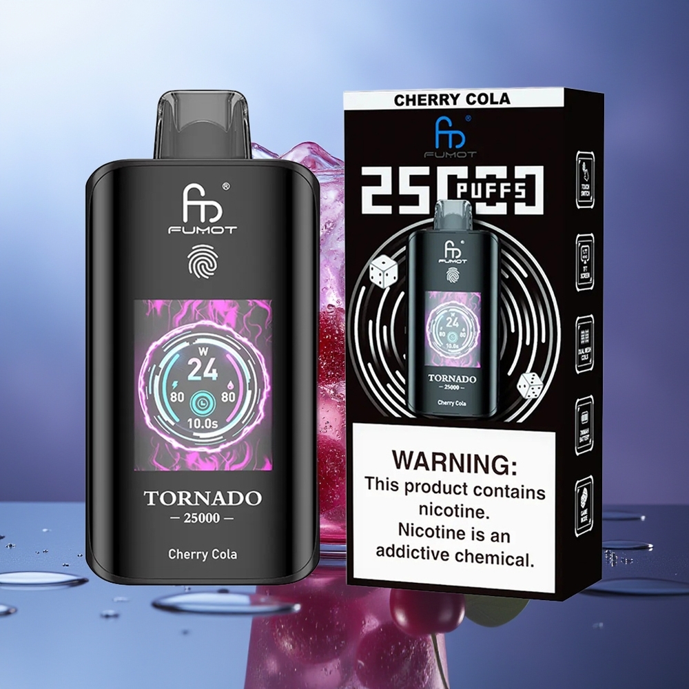 Fumot Tornado 25000 Puffs Cereza Cola Pantalla HD Batería 700mAh Recargable 20ml