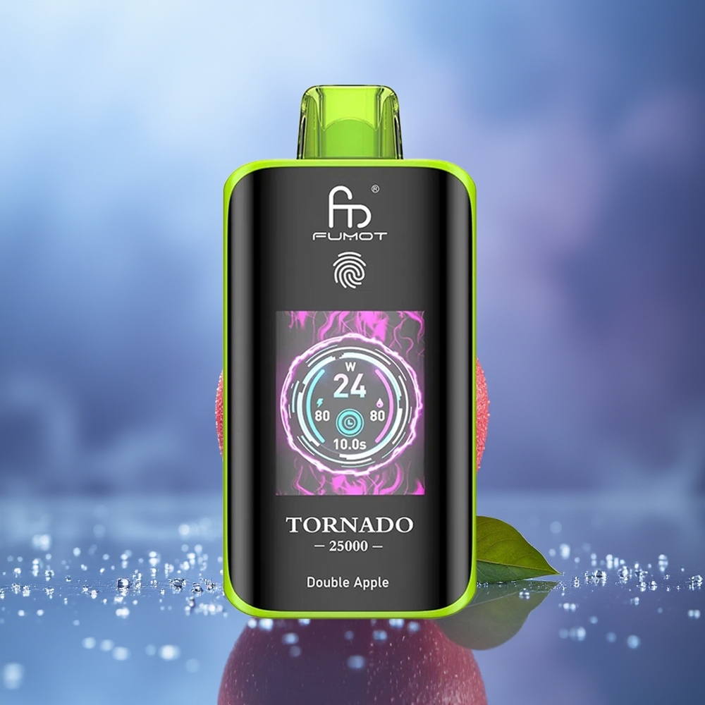 Fumot Tornado 25000 Puffs Doble Manzana Pantalla HD Batería 700mAh Carga Tipo-C