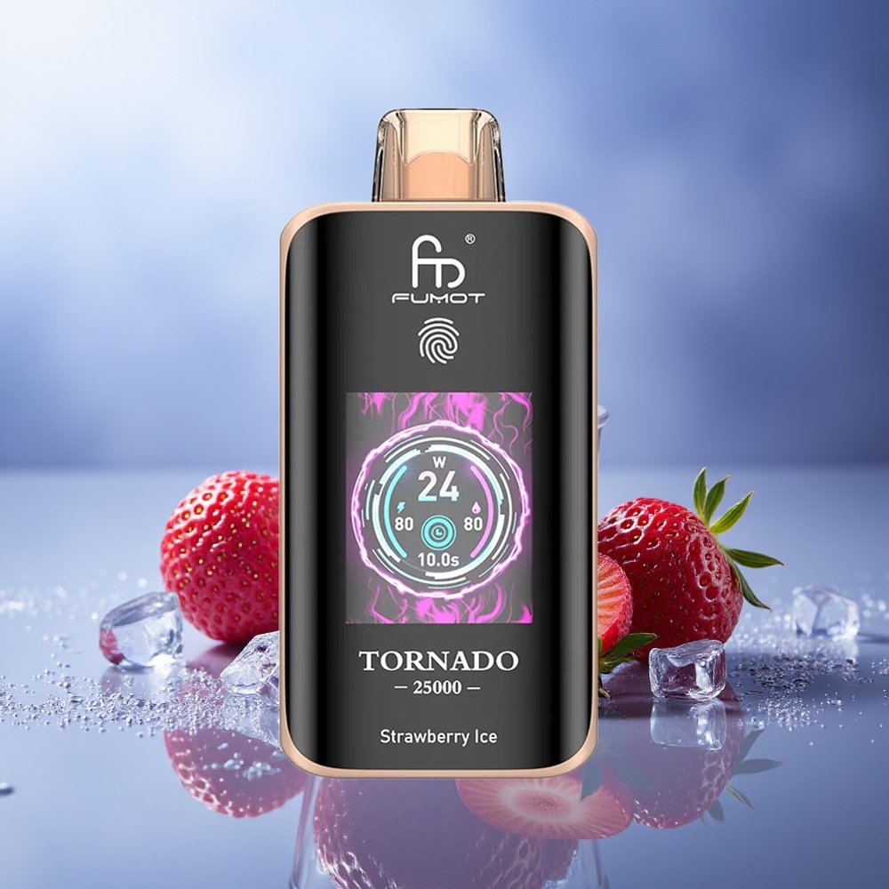 Fumot Tornado 25000 Puffs Fresa Helada Pantalla HD Batería Recargable 700mAh Puerto Tipo-C