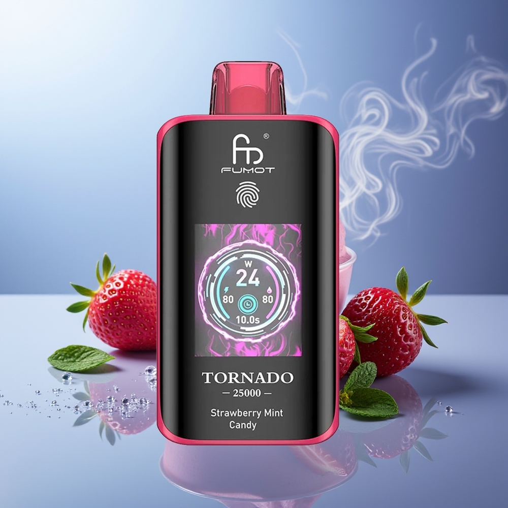 Fumot Tornado 25000 Puffs Fresa Menta Caramelo HD Screen 700mAh 20ml