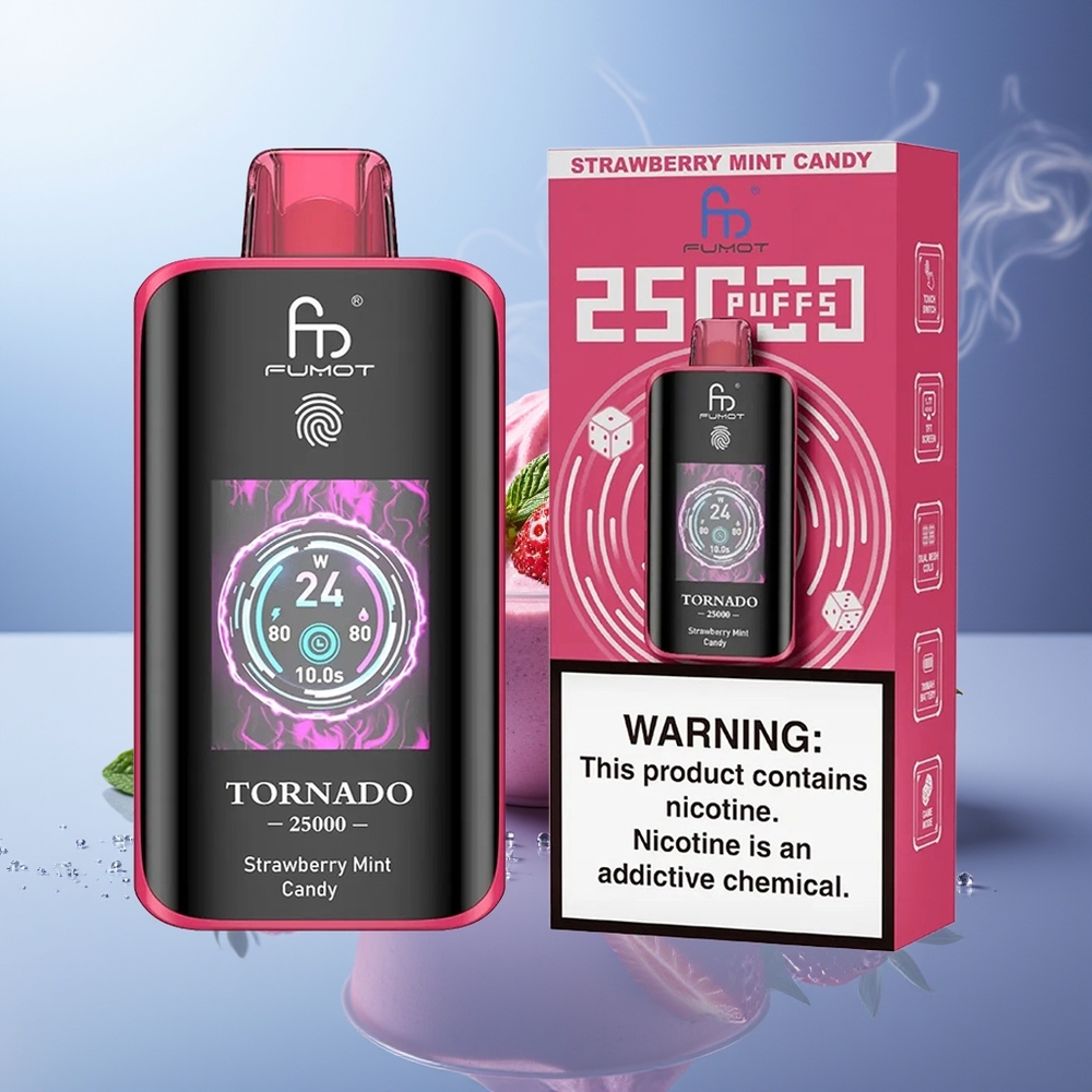 Fumot Tornado 25000 Puffs Fresa Menta Caramelo HD Screen 700mAh 20ml