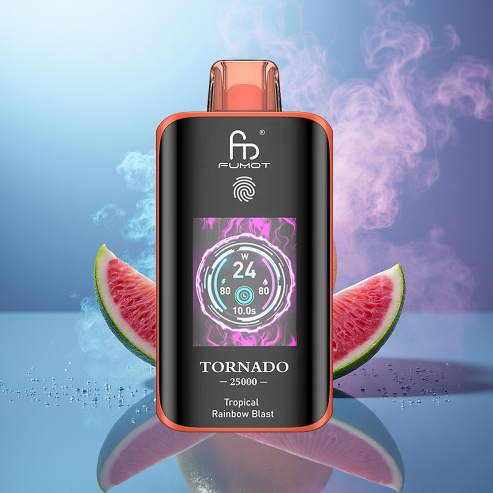 Fumot Tornado 25000 Puffs Pantalla HD Batería Recargable 700mAh Carga Tipo-C Arcoíris Tropical