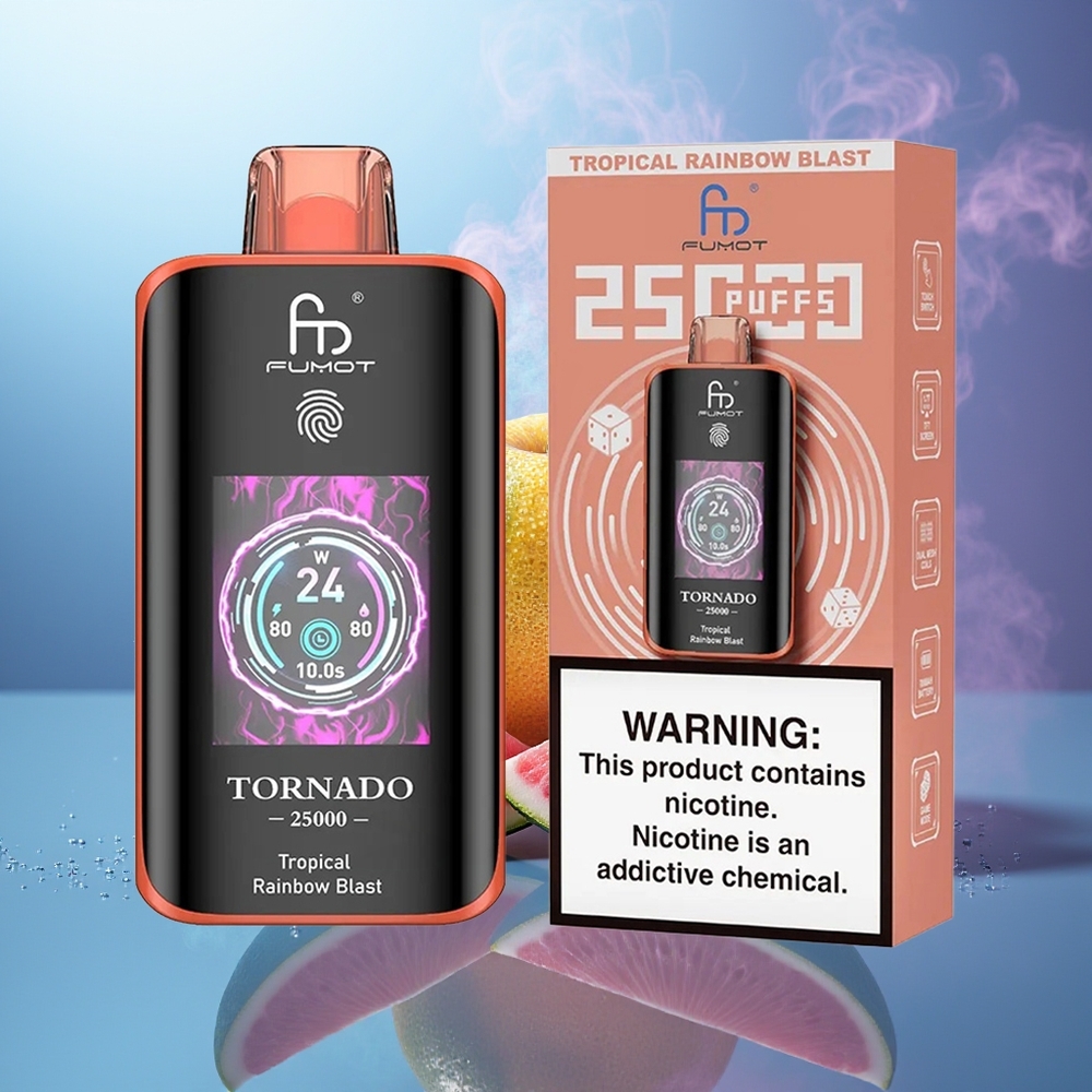 Fumot Tornado 25000 Puffs Pantalla HD Batería Recargable 700mAh Carga Tipo-C Arcoíris Tropical