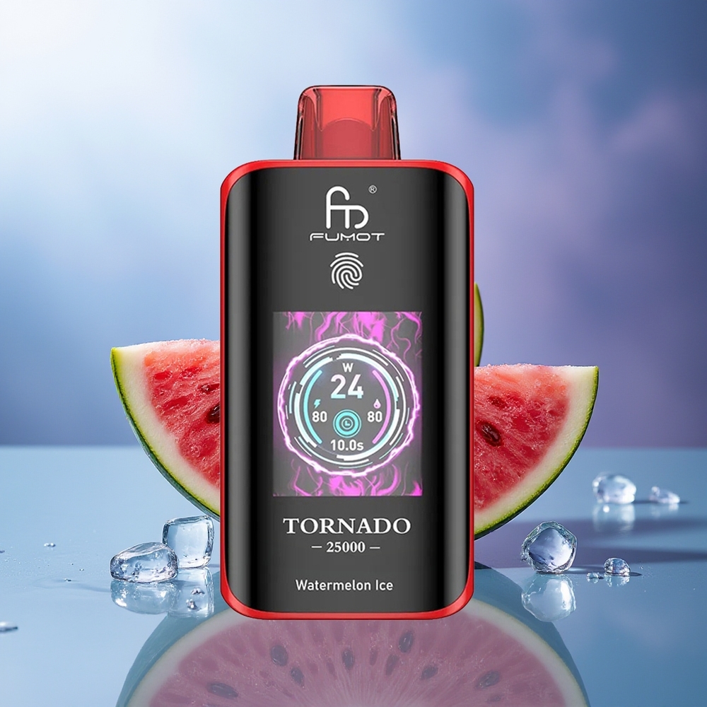 Fumot Tornado 25000 Puffs Sandía Hielo Pantalla HD Batería Recargable 700mAh Puerto Tipo-C