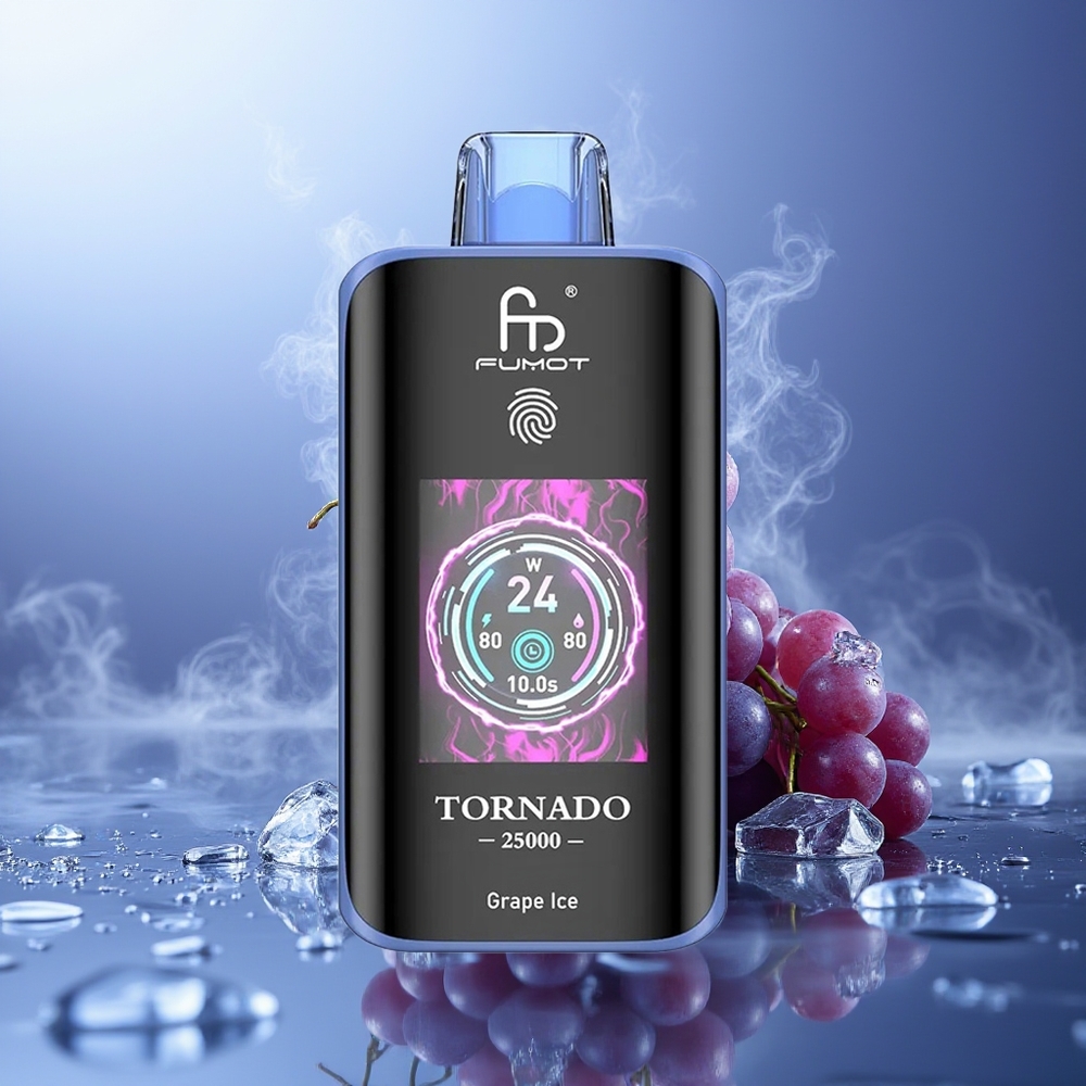 Fumot Tornado 25000 Puffs Uva Hielo Pantalla HD Batería Recargable 700mAh Puerto Tipo-C