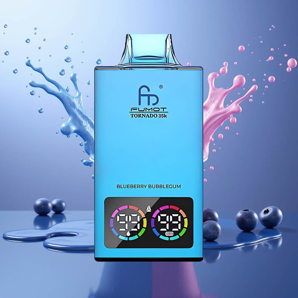 Fumot Tornado 35000 Chicle de Arándano Dual Mesh Coil Luz RGB Indicador de E-líquido
