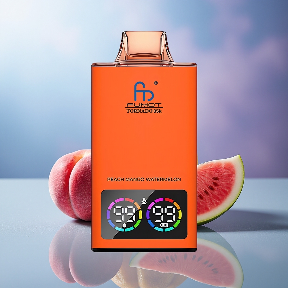 Fumot Tornado 35000 Melocotón Mango Sandía Dual Mesh Coil RGB Lights 15ml E-juice