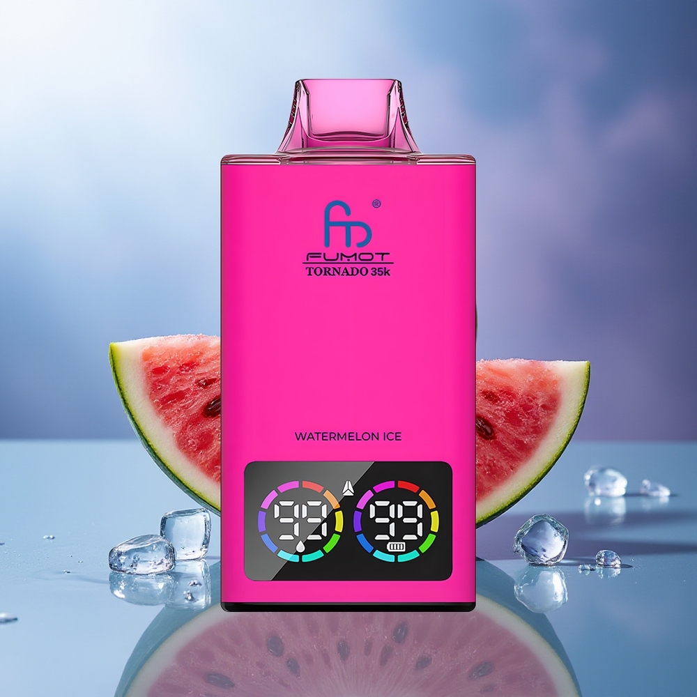 Fumot Tornado 35000 Puffs Sandía Hielo Dual Mesh Coil RGB Lights 15ml E-juice