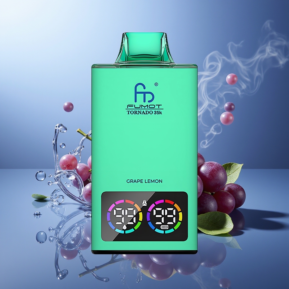 Fumot Tornado 35000 Uvas Limón Dual Mesh Coil E-liquid Indicator RGB Lights