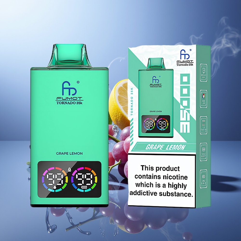 Fumot Tornado 35000 Uvas Limón Dual Mesh Coil E-liquid Indicator RGB Lights