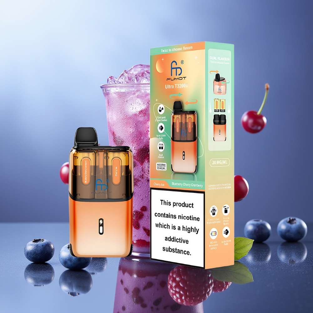 Fumot Ultra T32000 32000 Puffs 20mg Arándano Cereza Blueberry Cherry Cranberry Hielo de Cereza Carga Rápida Type-C