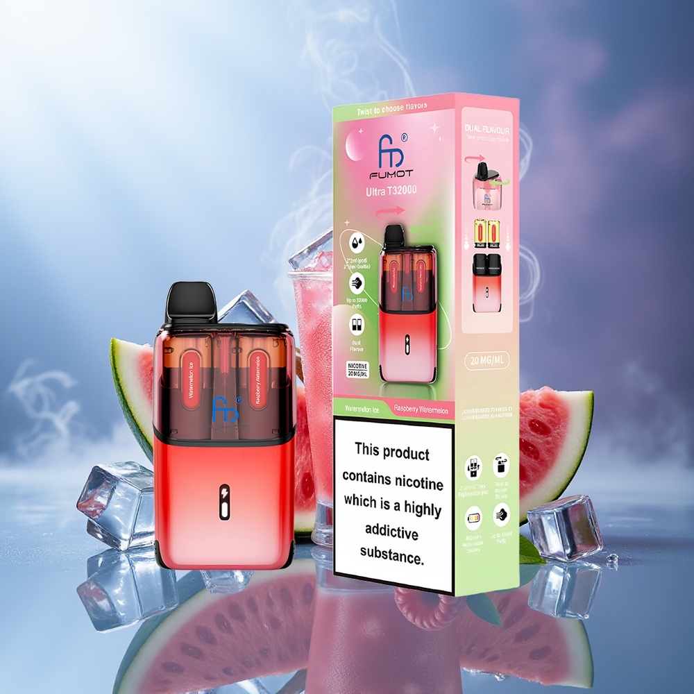 Fumot Ultra T32000 32000 chupadas Sandía Helada - Frambuesa Sandía 800mAh 24ml Tipo-C