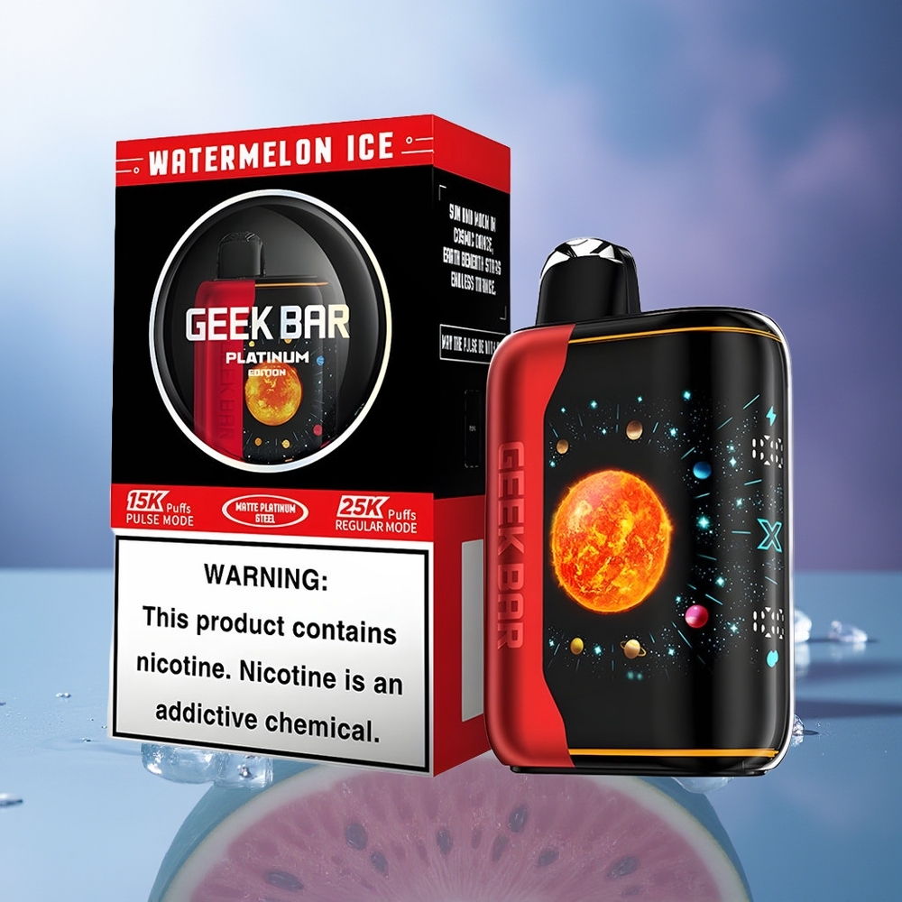 GEEK BAR Platinum Edition 25000 Chupadas Sandía Helada Dual Mesh Coil 20mL E-Liquid 2% Nicotina