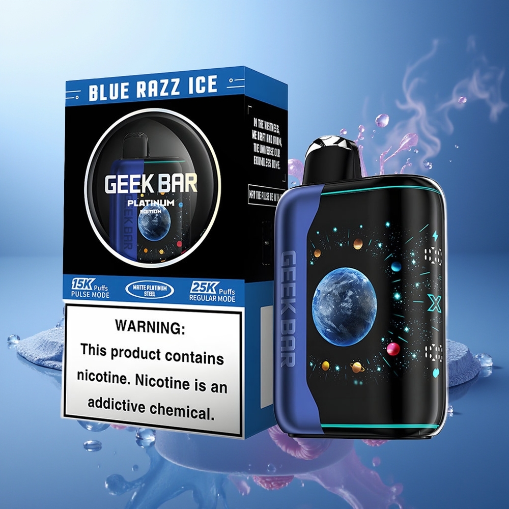 GEEK BAR Platinum Edition 25000 Puffs Azul Frambuesa Hielo Pantalla 3D Carga Rápida
