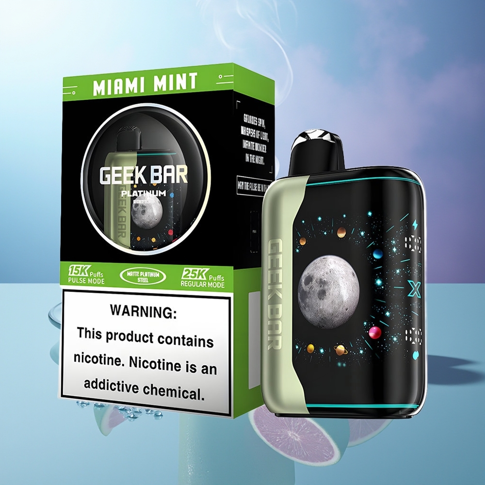 GEEK BAR Platinum Edition 25000 Puffs Miami Menta Pantalla 3D Carga Rápida