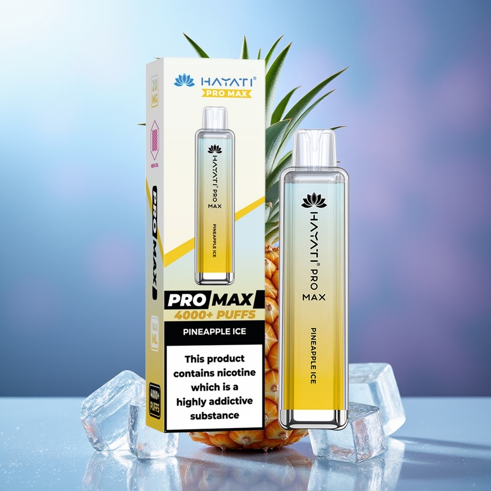 Hayati Pro Max 4000 Bocadas Piña Hielo Batería Recargable LED Dual Coil