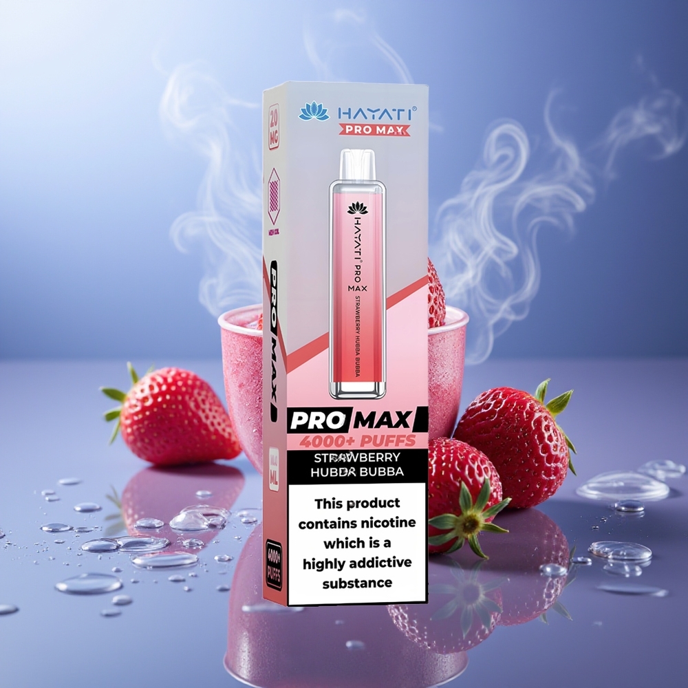 Hayati Pro Max 4000 Puffs Fresa Chicle Rechargeable LED Dual Coil