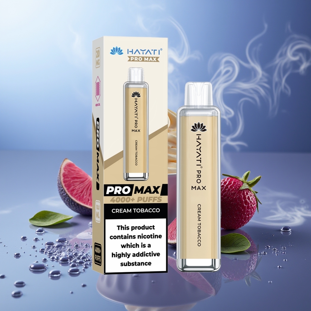 Hayati Pro Max 4000 Puffs Vape Crema de Tabaco Dual Coil Recargable