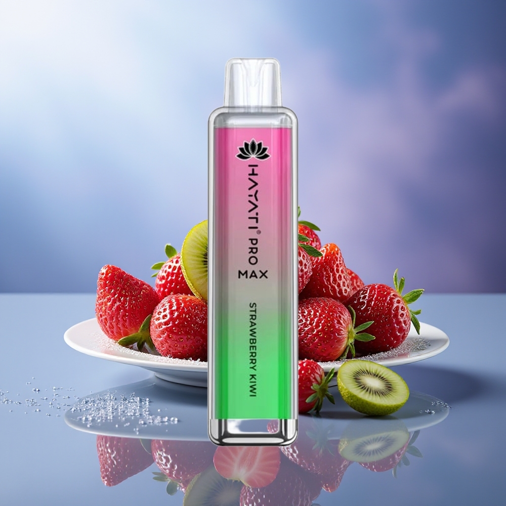 Hayati Pro Max 4000 Puffs Vape Desechable Fresa Kiwi 5% Nicotina LED Recargable