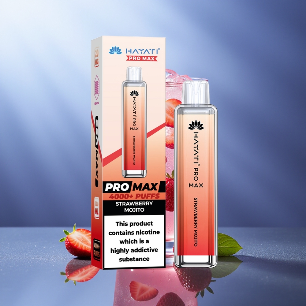 Hayati Pro Max 4000 Puffs Vape Desechable Fresa Mojito Dual 1.1 Ohm Mesh Coil LED 1400mAh