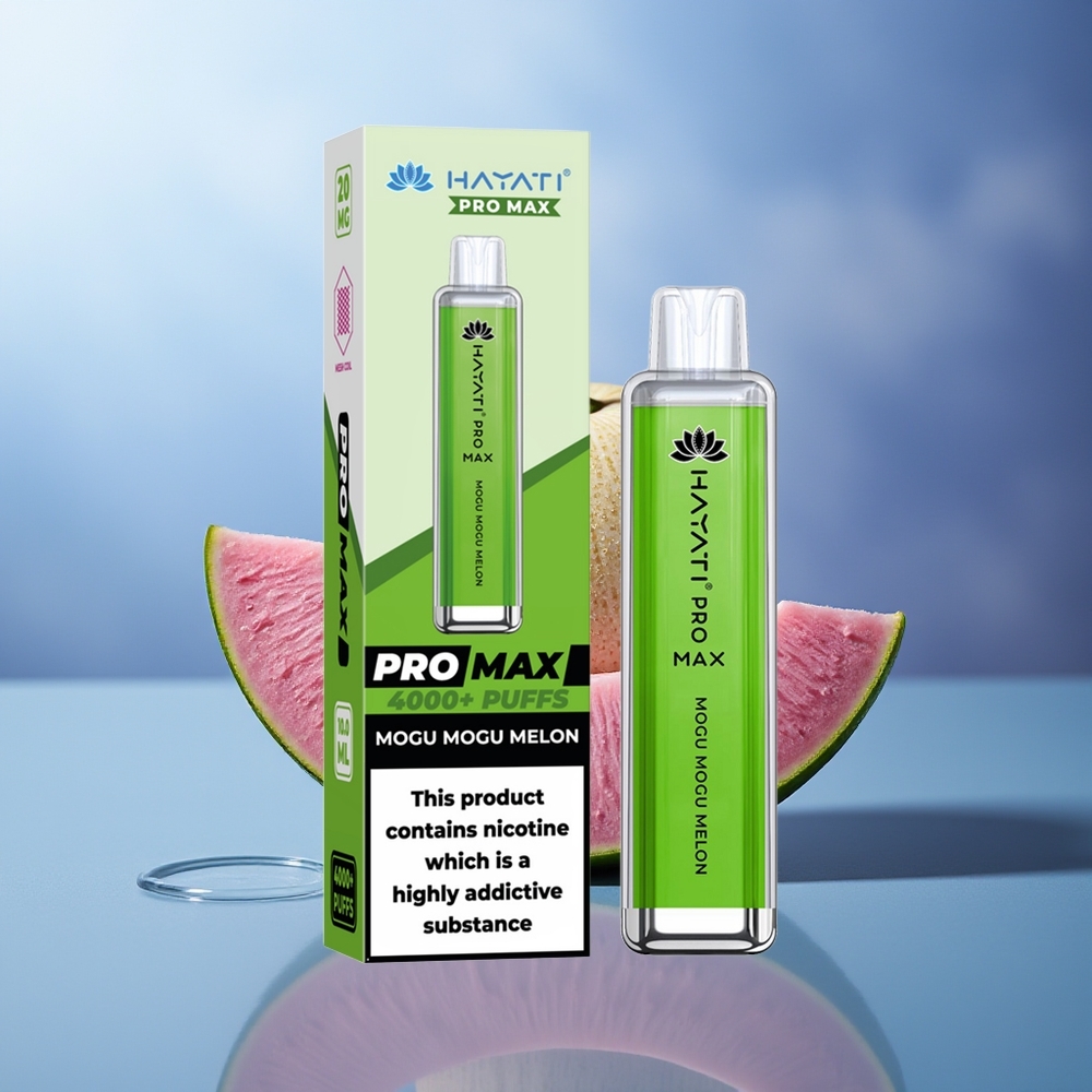 Hayati Pro Max 4000 Puffs Vape Desechable Mogu Mogu Melón 5% Nicotina 1400mAh Recargable