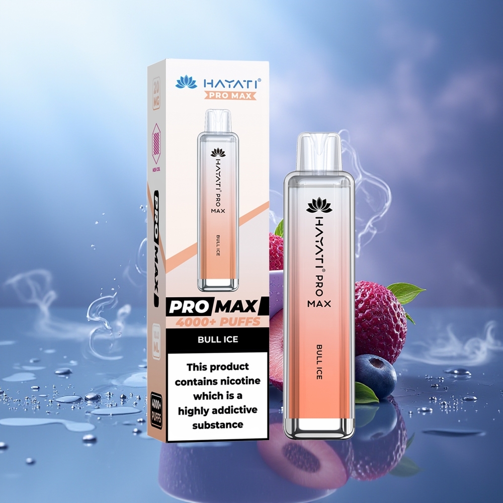 Hayati Pro Max 4000 Puffs Vape Desechable Toro Hielo Crystal LED Recargable