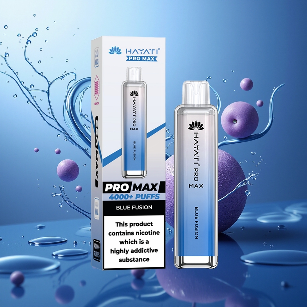 Hayati Pro Max 4000 Puffs Vape Fusión Azul Recargable 5% Nicotina Dual Coil