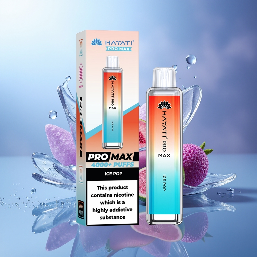 Hayati Pro Max 4000 Puffs Vape Helado Pop Dual 1.1 Ohm Recargable