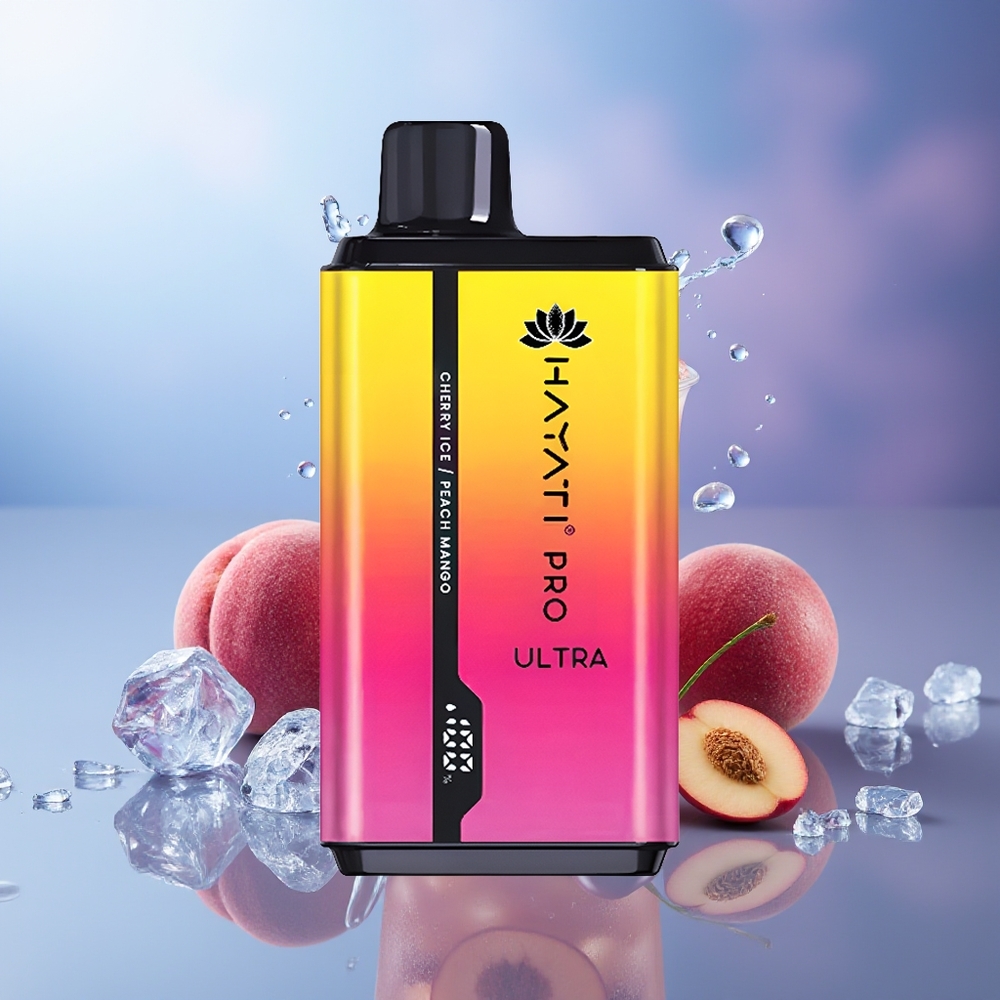 Hayati Pro Ultra 15000 Puffs Cereza Hielo Melocotón Mango 850mAh 24ml