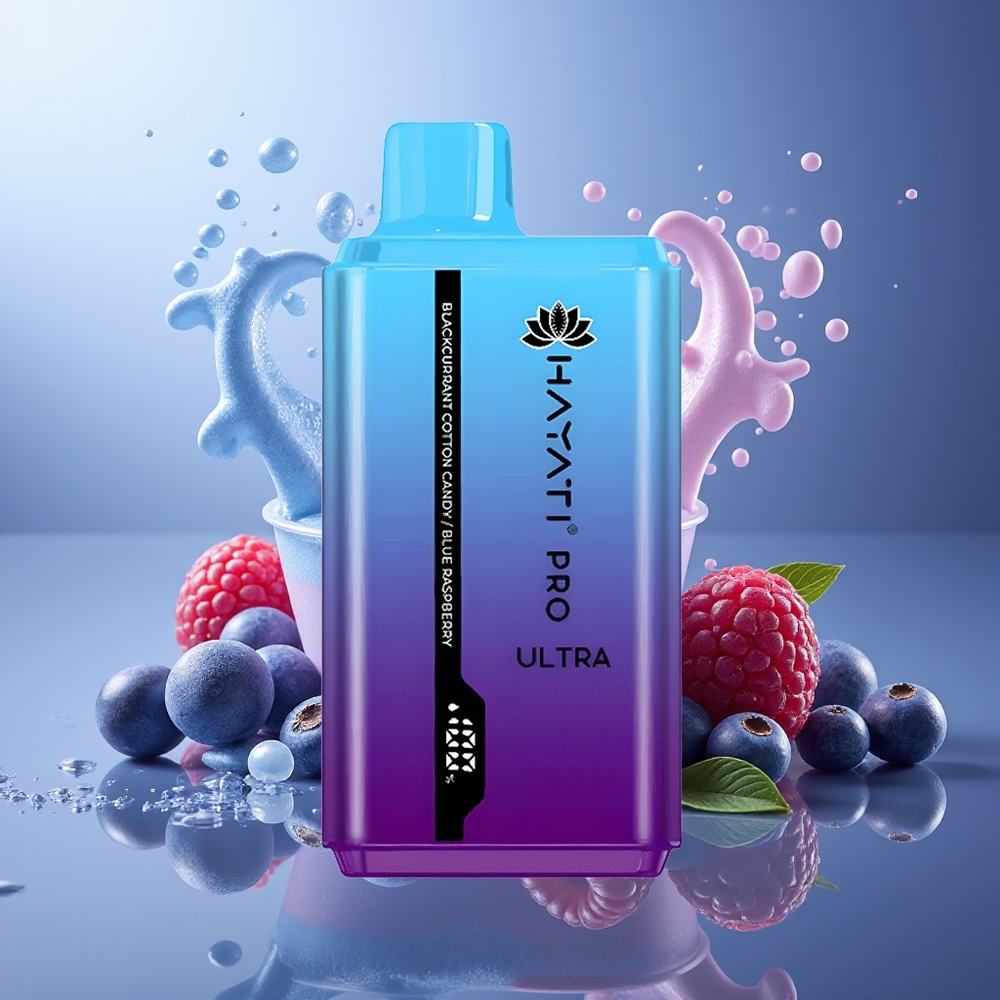 Hayati Pro Ultra 15000 Puffs Grosella Negra Algodón de Azúcar Frambuesa Azul 2 12ml 2% 850mAh