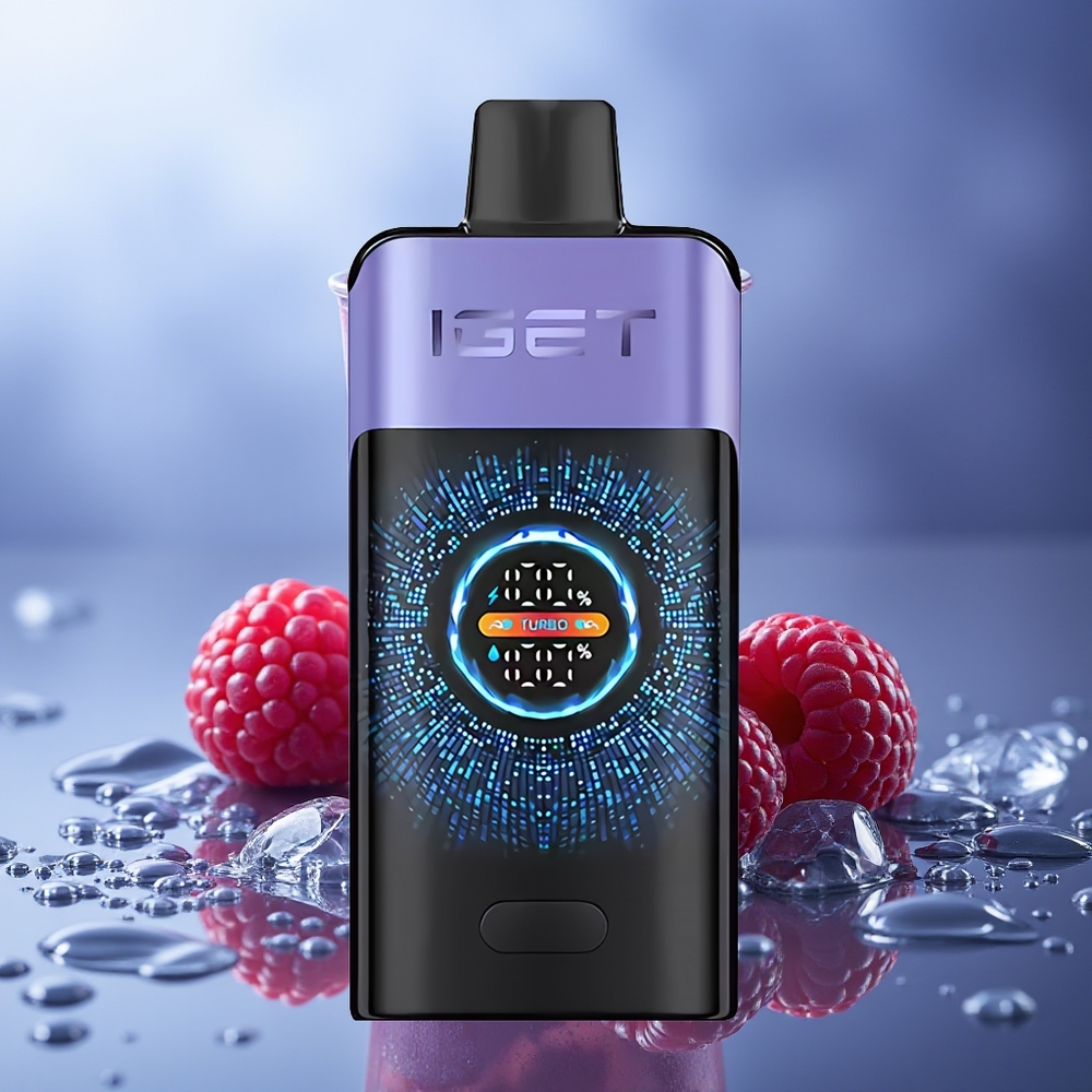 IGET ONE 12000 Puffs Frambuesa Uva Hielo Pantalla Grande Curva a Color Batería 2700 mAh Material PCTG+ALU+PC