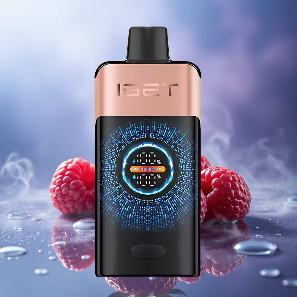 IGET ONE 12000 Puffs Fresa Frambuesa Pantalla Grande a Color Batería 2700 mAh 0.6 ohm Dual Mesh Coil